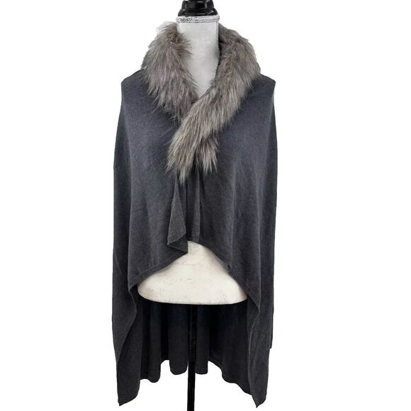 Boston Proper Faux Fur Sweater Cardigan  Size Small - Picture 1 of 12